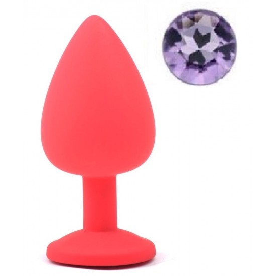 Dop Anal Silicone Buttplug Large Silicon Rosu/Mov Deschis Guilty Toys