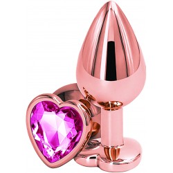 Dop Anal Brilliant Anal Plug Small, Rose Gold, Piatra Roz Inchis, Passion Labs
