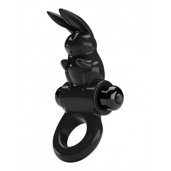 Inel de Penis Exciting Ring, 10 Moduri Vibratii, TPR, Negru