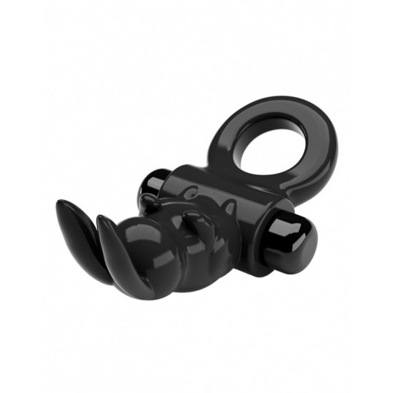 Inel de Penis Exciting Ring, 10 Moduri Vibratii, TPR, Negru