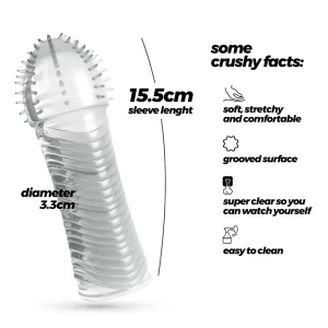 Crushious Ribbed Penis Sleeve, lungime 15,5 cm și diametru 3,3 cm