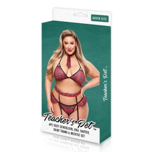 Set lenjerie schoolgirl plus size Teacher’s Pet Crisscross, Queen Size