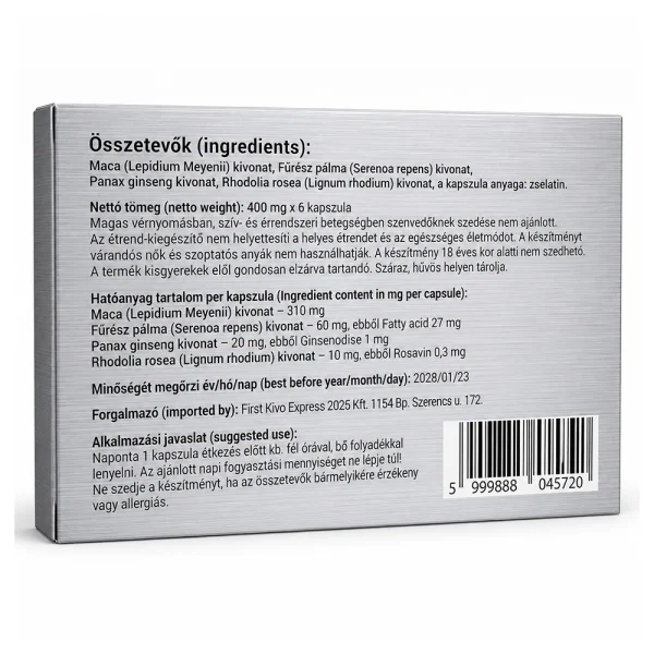 Ingrediente Maraton Plus Rapid, capsule pentru potență bărbați