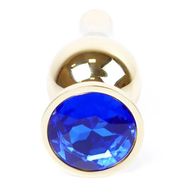 Detaliu bijuterie albastră pentru dop anal Boss Series Jewellery Gold