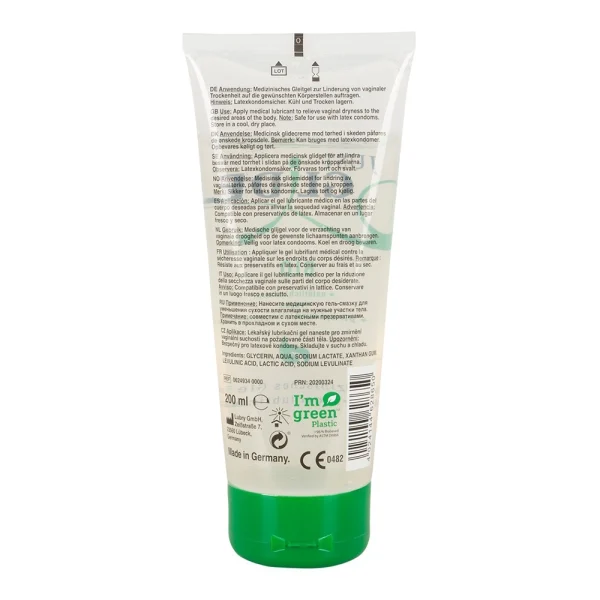 Etichetă spate Just Glide Bio, lubrifiant 200 ml