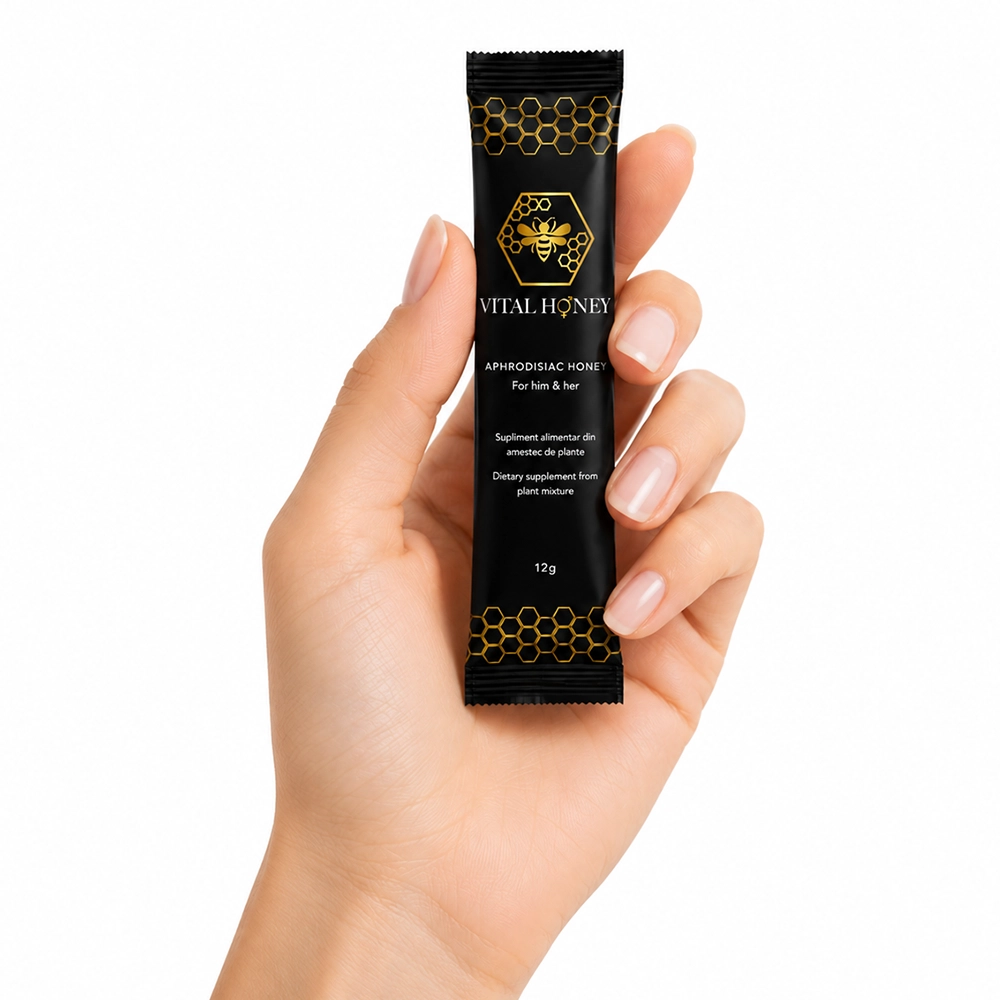 : Miere afrodisiacă Vital Honey plic 12 g ținut în mână