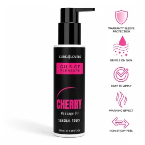 Ulei de masaj cu efect de încălzire Lube4Lovers Oils of Pleasure Cherry, 120 ml