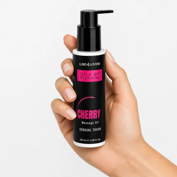 Model ulei de masaj cu efect de încălzire Lube4Lovers Oils of Pleasure Cherry, 120 ml